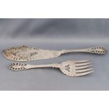 A pair of Victorian English provincial silver fish servers,