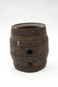 An oak brass bound cider barrel,