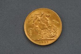 A George V full Sovereign, 1927, "SA" mint mark, Pretoria,