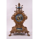 A French gilt metal eight day mantel clock striking on a bell,