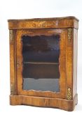 A Victorian walnut and marquetry pier cabinet with crossbanding,