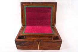 A Victorian rosewood and brass bound writing slope,