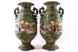 A pair of 20th century Japanese earthenware vases,