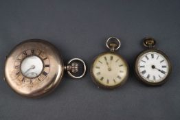 A selection of three pocket watches to include a hallmarked sterling silver full hunter signed J W