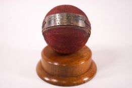 A cricket ball from the Surrey V Kent match, 28th - 30th June 1978,