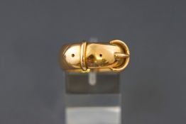A mid Victorian 18ct gold ‘buckle’ ring, Birmingham 1873, size S+, 6.