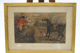 After John Leech, Mr Jorrocks, "Come here I say - you ugly brute!", colour lithograph,