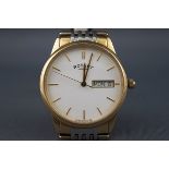 A Gentleman's Rotary two tone stainless steel wristwatch, round white baton dial with date feature,