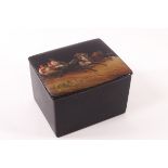 A Russian lacquered box, the lid decorated with a troika scene, 6.