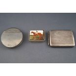 A silver part engine turned match book case, Birmingham 1927; a modern silver pill box,