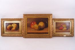 John H Dunham (19th century), Still Life of apples, oil on board,