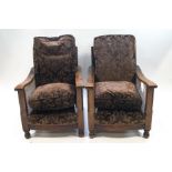 A 1920's three piece mahogany and oak Bergere suite : two seater sofa,