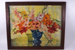 Anna Sophie Gasteiger (1878-1954), Still Life of flowers in a vase, oil on board, signed lower left,