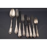 A Russian silver part table service with shaped,