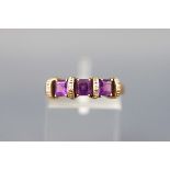 A modern 9ct gold, amethyst and diamond dress ring,