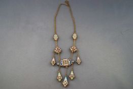 An early 20th century gilt-metal and micro-mosaic fringe necklace,