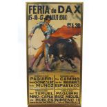 A 1980's Spanish bull fighting poster, 93cm x 49cm,