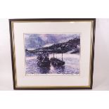 Stella Murray Whatley, Fishing boats, Lyme Regis, limited edition etching,