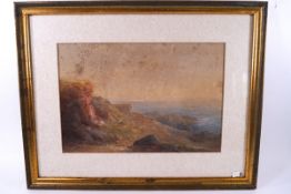 A Fisher, Coastal landscape, watercolour, signed lower left, 24cm x 35.