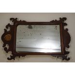 A 19th century mahogany fretwork wall mirror with gilt shell carving,
