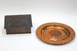 An Arts & Crafts copper slipper box, 18.5cm x 39cm x 26.
