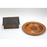 An Arts & Crafts copper slipper box, 18.5cm x 39cm x 26.