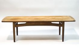 A G-Plan teak rectangular coffee table, 40cm high x 135cm wide x 49.