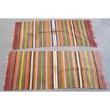 Two Kelim multi-coloured striped runners,