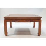 A 20th century square Chinese hardwood coffee table,