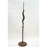 A mid-20th century wooden standard lamp base,