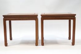 A pair of 20th century Chinese hardwood occasional tables,