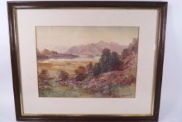 Thomas Greenhalgh (1848-1906), River and mountain landscape, watercolour, signed lower right,