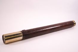 A 19th century single drawer leather and brass telescope by J Coombes, Devonport,