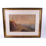 A Fisher, Coastal landscape, watercolour, signed lower left, 24cm x 35.