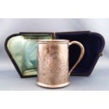 A Victorian silver Christening mug, with beaded rim and foot,