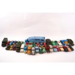 Various Dinky and other vehicles, including a Pullmore car transporter, military vehicles,