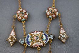 An early 20th century gilt-metal and micro-mosaic fringe necklace,