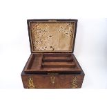 A Victorian brass bound walnut work box with later interior tray, 30.