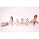 Six early 20th century porcelain half dolls