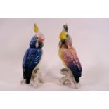 A pair of Karl En's porcelain figures of cockatoos, printed factory marks,19.