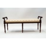 An Adams style mahogany window seat carved with Classical motifs,