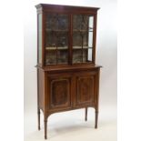 An Edwardian and satinwood strung display cabinet,