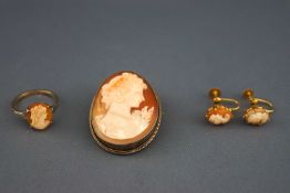 A carved cameo brooch,