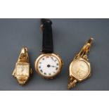 A selection of ladies 9ct gold dress watches, mechanical movements.