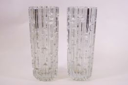 A pair of Czech Republic clear glass vases by Sklo Union,