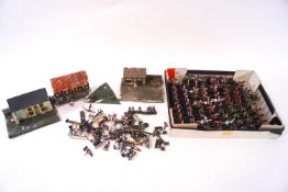 A quantity of Napoleonic painted pewter war games mini figures, 15mm high,