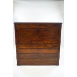 An early 19th century Continental mahogany chest of eleven drawers, possibly a plan chest,