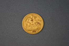 A 22ct yellow gold half Sovereign dated 1896 4.