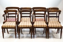 A set of six William IV mahogany dining chairs with rail backs and a matched reproduction pair of