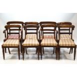 A set of six William IV mahogany dining chairs with rail backs and a matched reproduction pair of